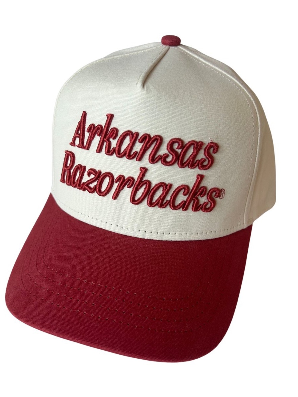 Arkansas Razorbacks Two-Tone Retro Baseball Cap - Red & Cream - Picture 2 of 8